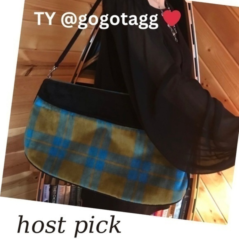 Turquoise and Green Plaid Corduroy Handmade OOAK 🍁 Great Winter Bag